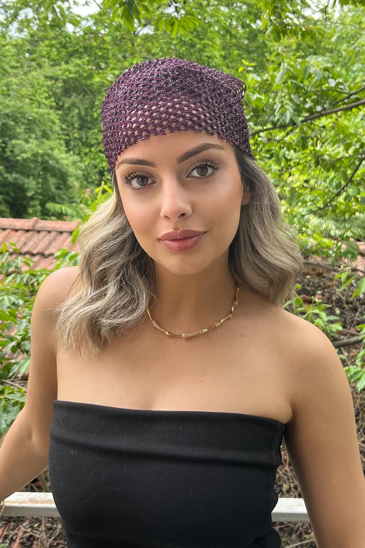 Mor Renk Simli Fular