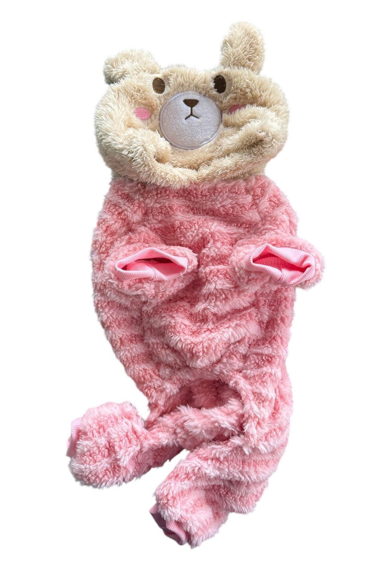 Pembe Renk Ayıcık Figürlü Peluş XXL Köpek Tulum