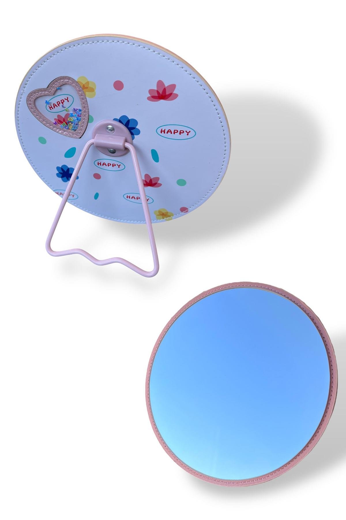 Pembe Renk Karışık Figürlü Yuvarlak Masa Aynası