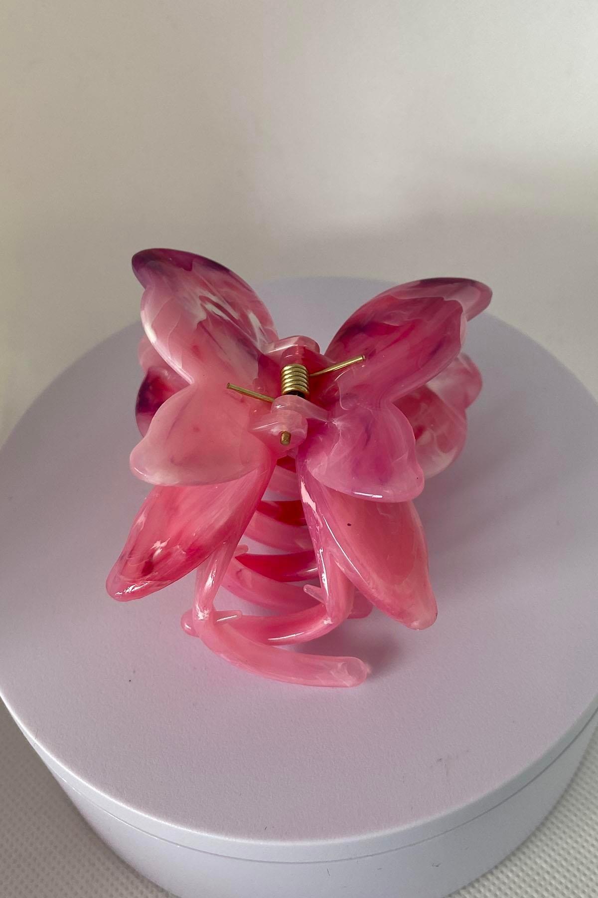 Pembe Renk Kelebek Figürlü Mandal Toka