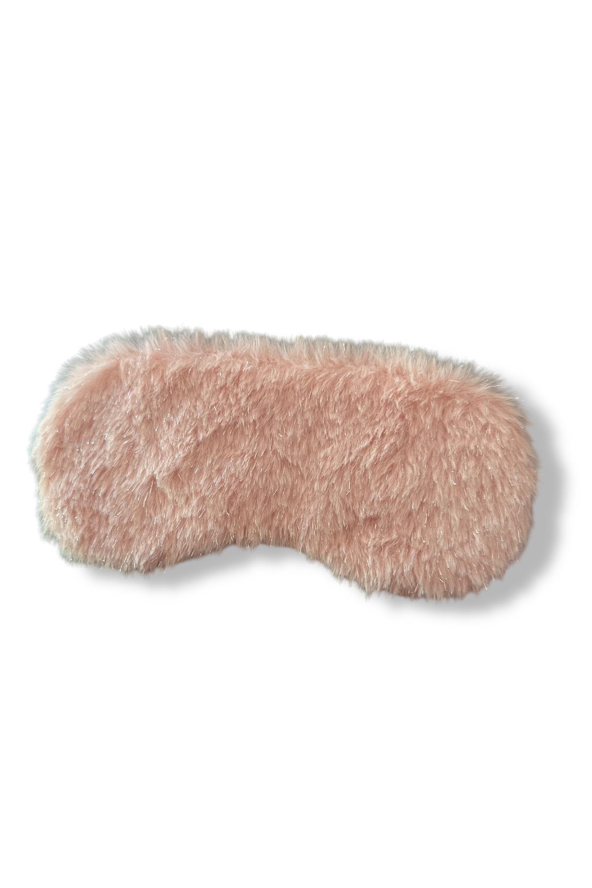 Pembe Renk Sim Detaylı Peluş Uyku Bandı