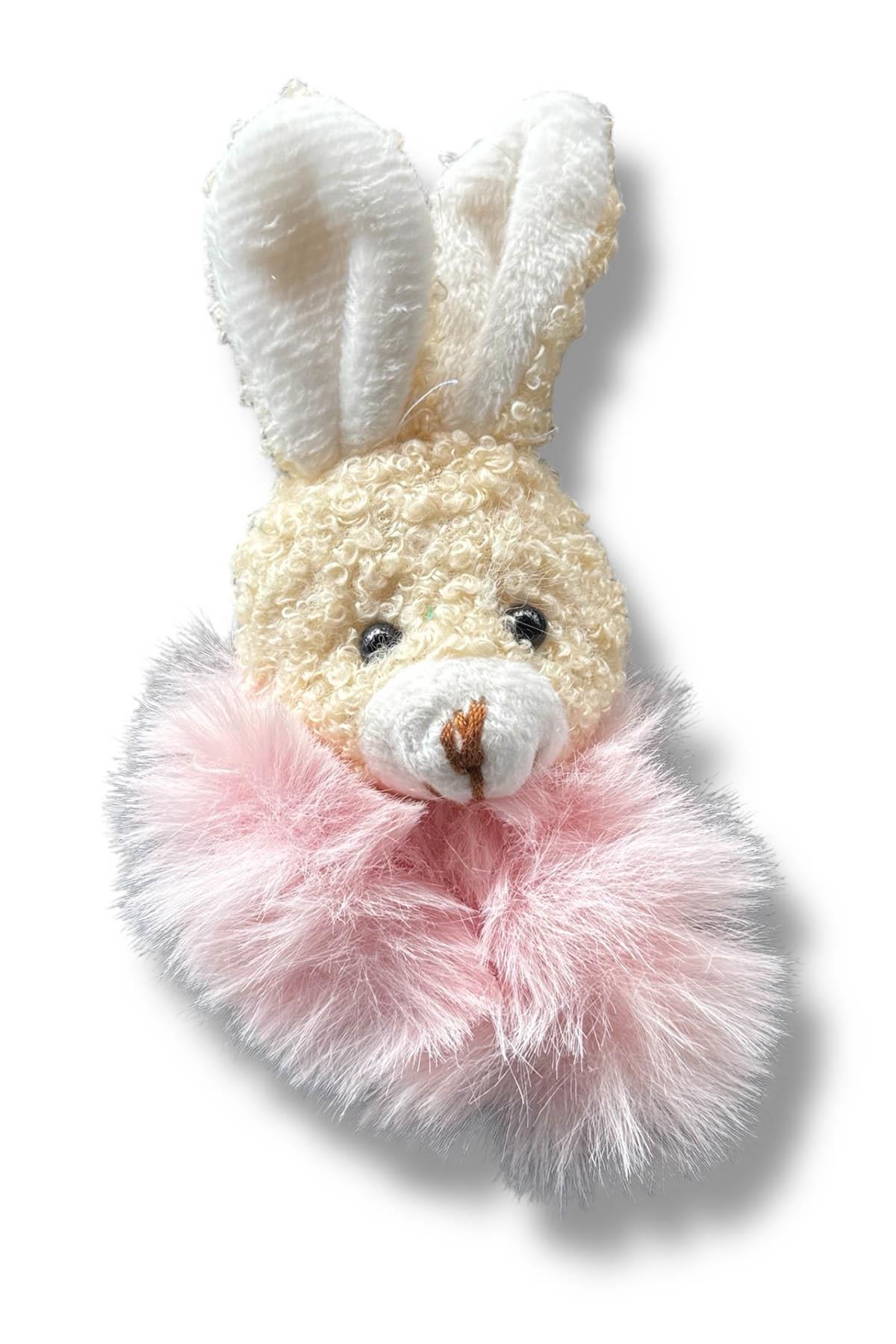 Pembe Renk Tavşan Figürlü Peluş Simit Toka