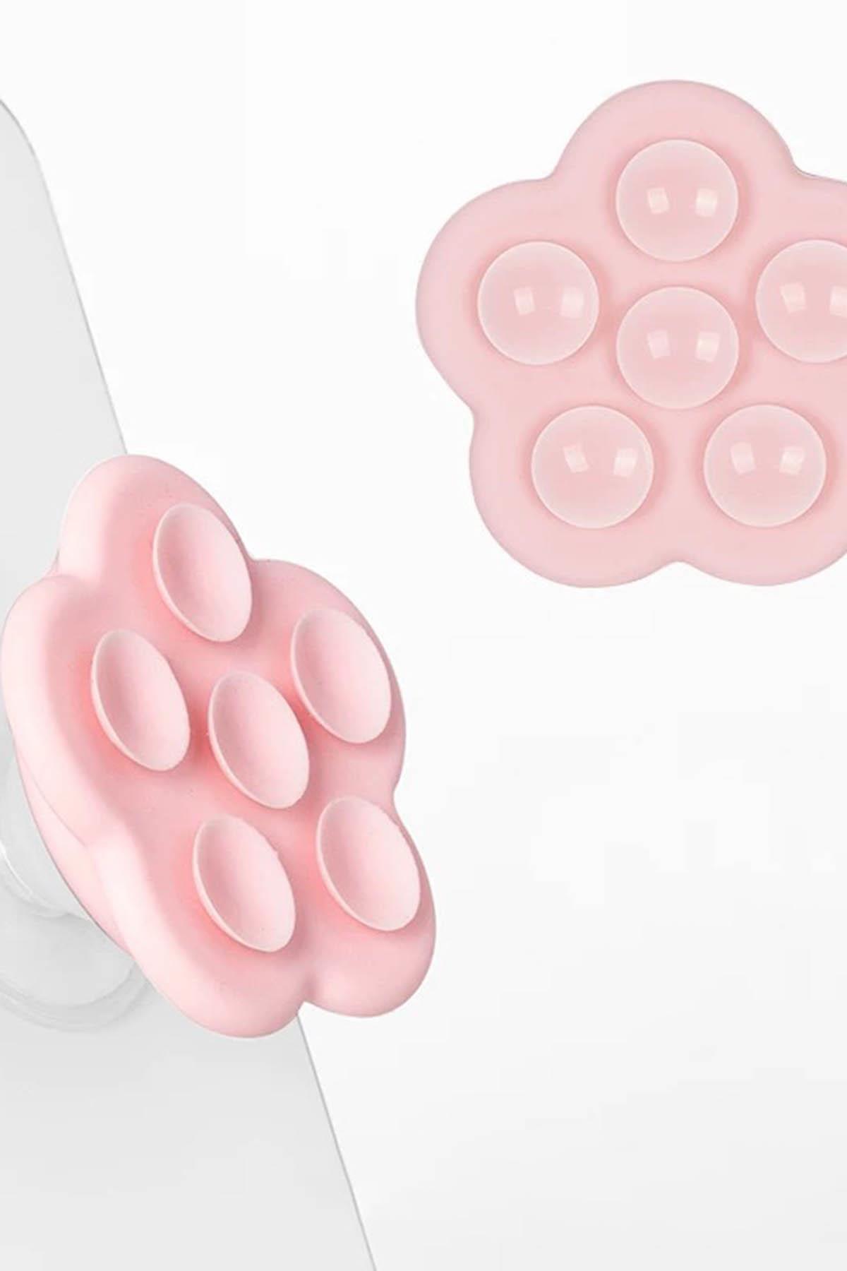 Pembe Renk Vantuzlu Beşgen Telefon Tutucu