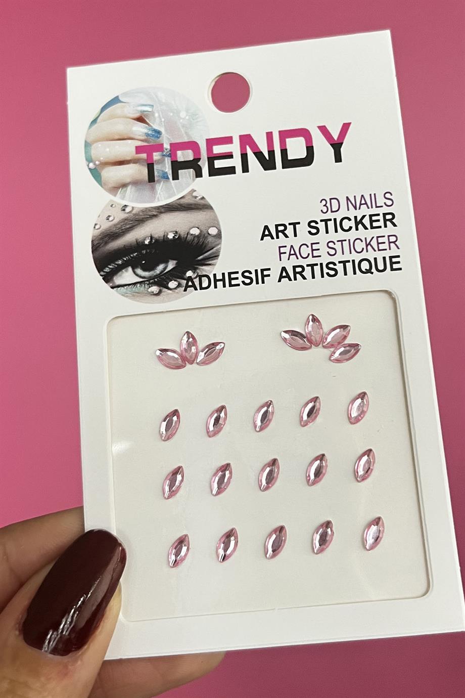 Pembe Renk Vücut Ve Yüz Taşı/ Taşlı Sticker