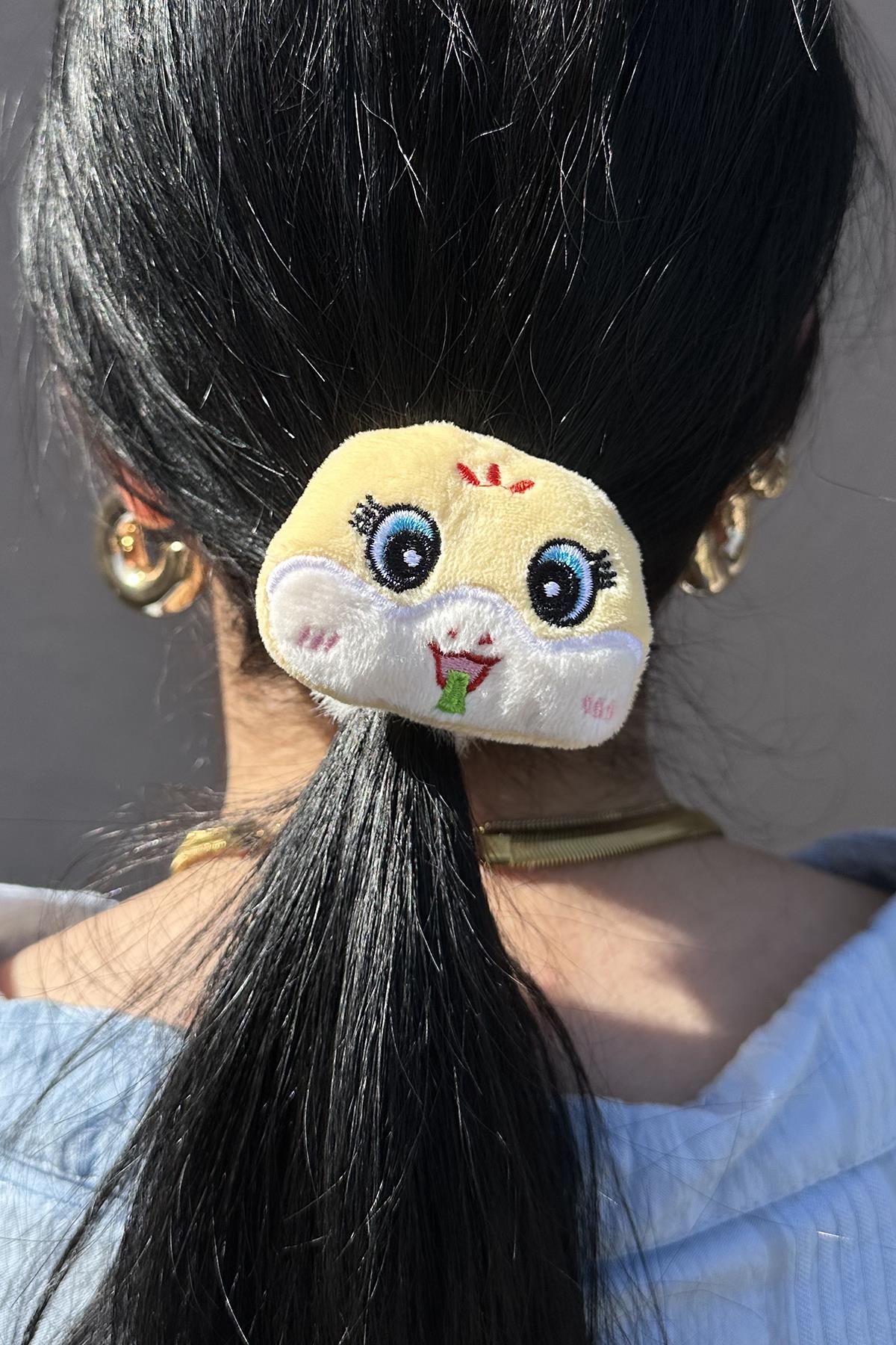 Sarı Renk Ayıcık Figürlü Peluş Simit Toka