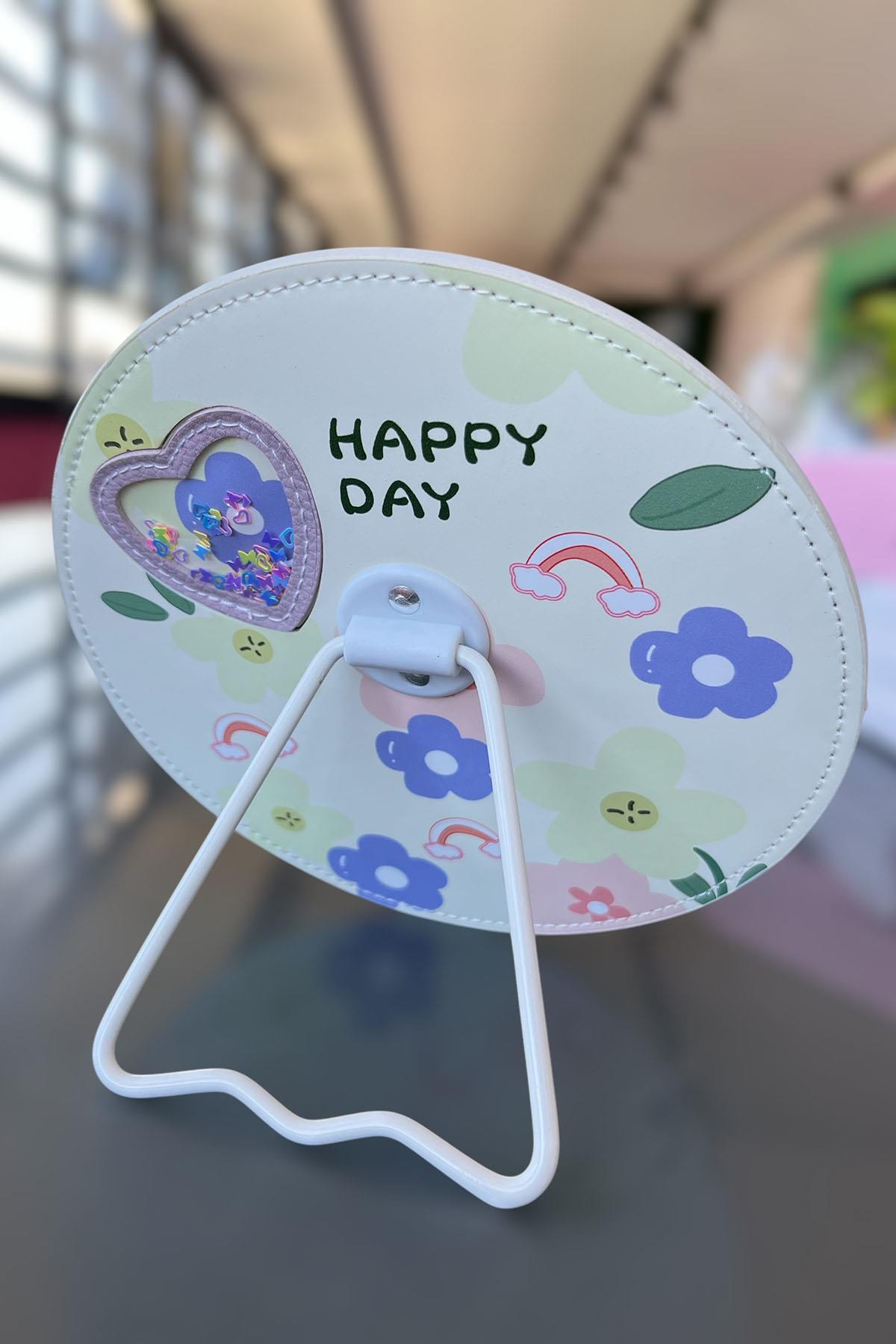 Sarı Renk Karışık Figürlü Yuvarlak Masa Aynası