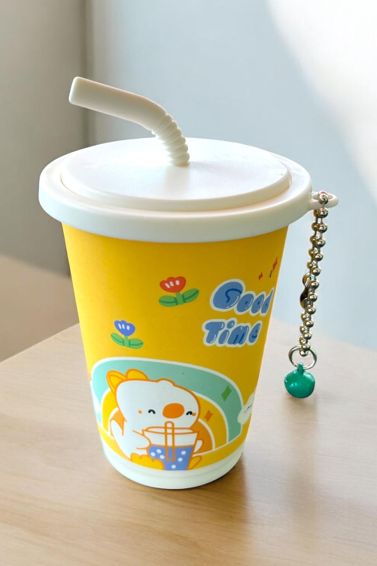 Sarı Renk Milkshake Figürlü Anahtarlık Detaylı Kutulu Islak Mendil