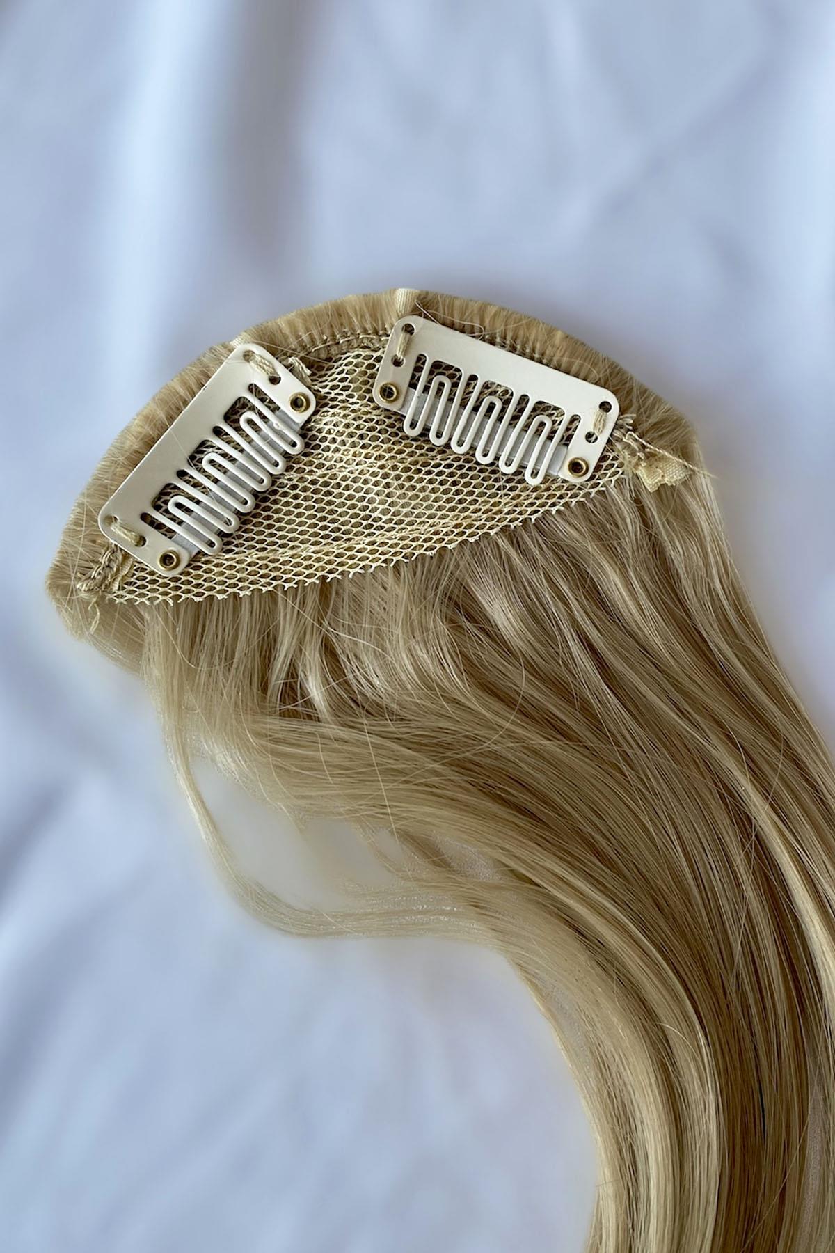 Sarı Renk Uzun Kenarlı Seyrek Takma Kahkül (Aslı)