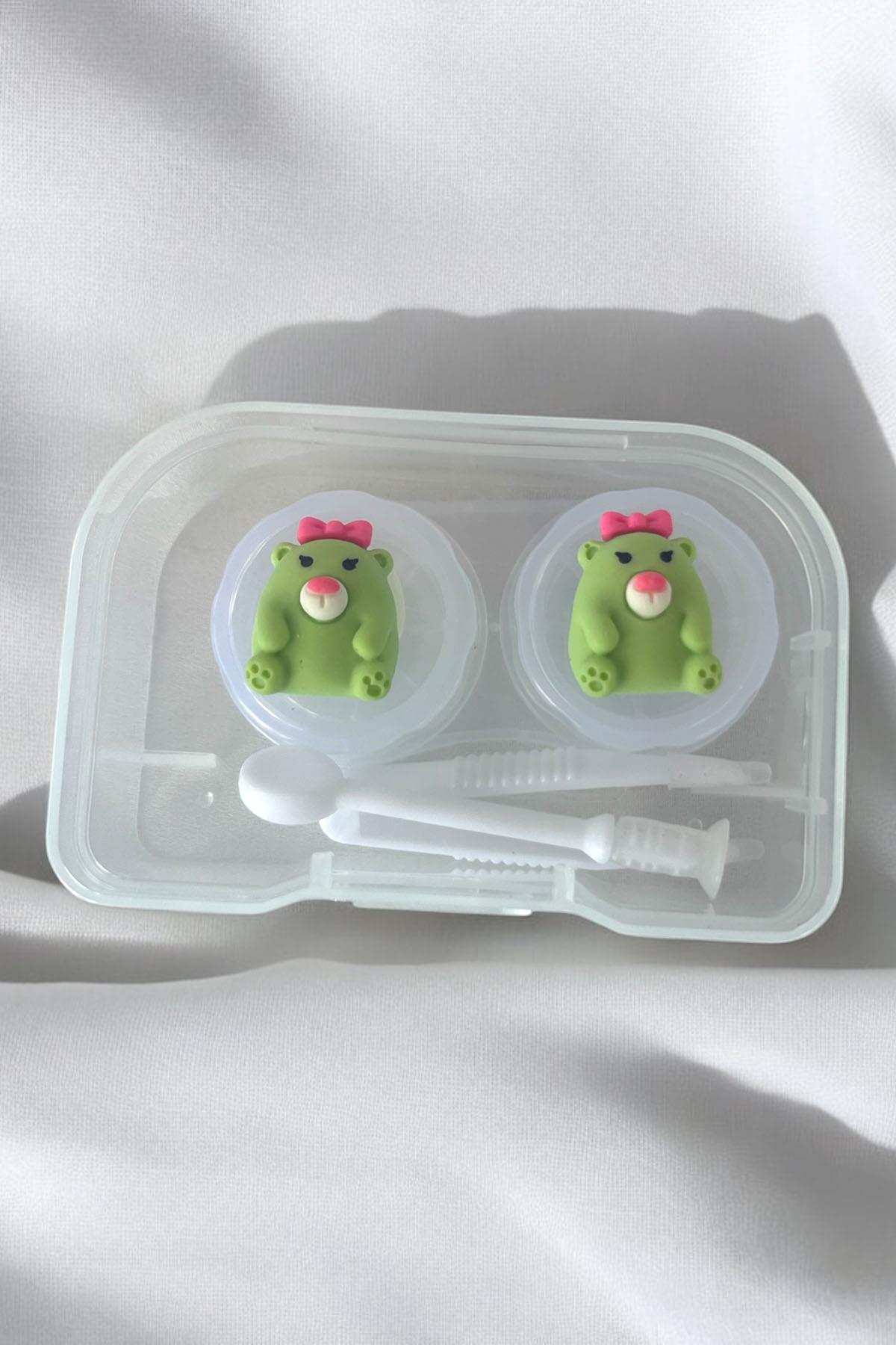 Şeffaf Renk Ayıcık Figürlü Lens Saklama Kutusu