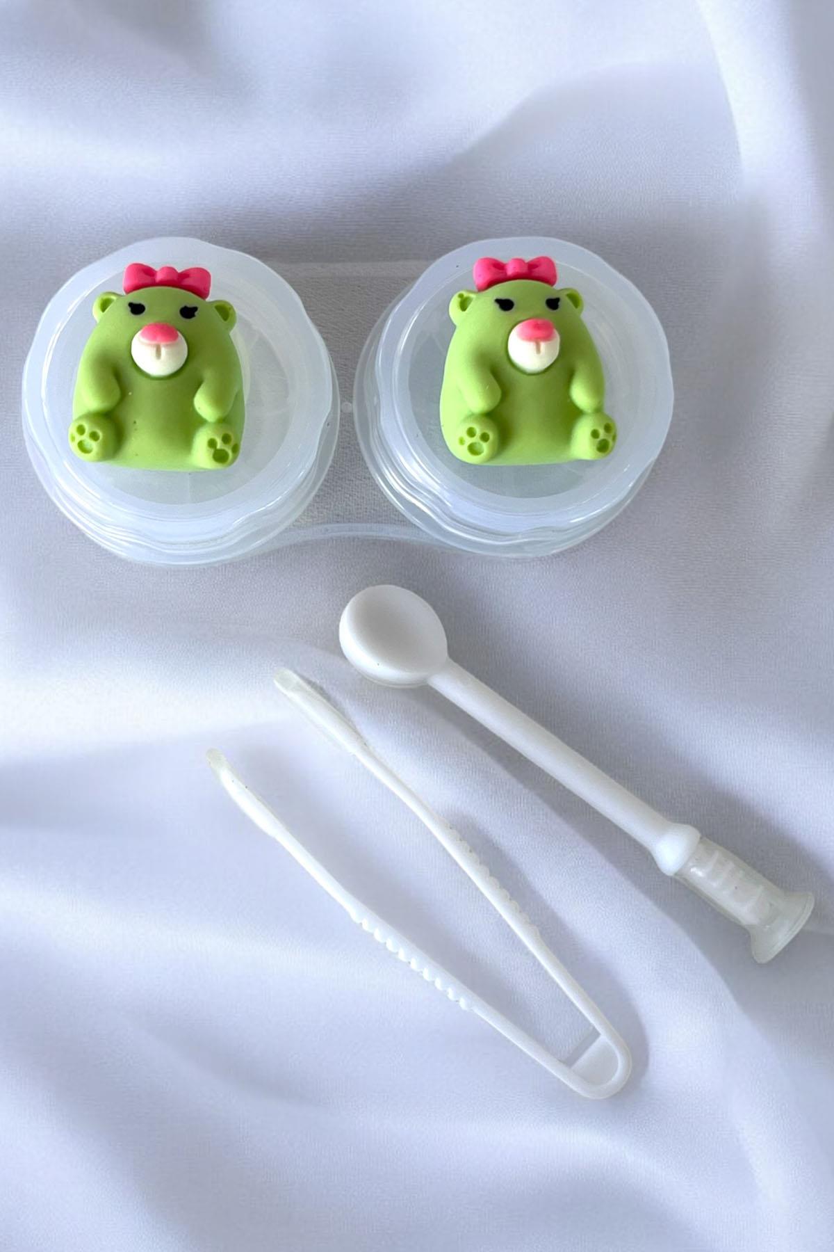 Şeffaf Renk Ayıcık Figürlü Lens Saklama Kutusu