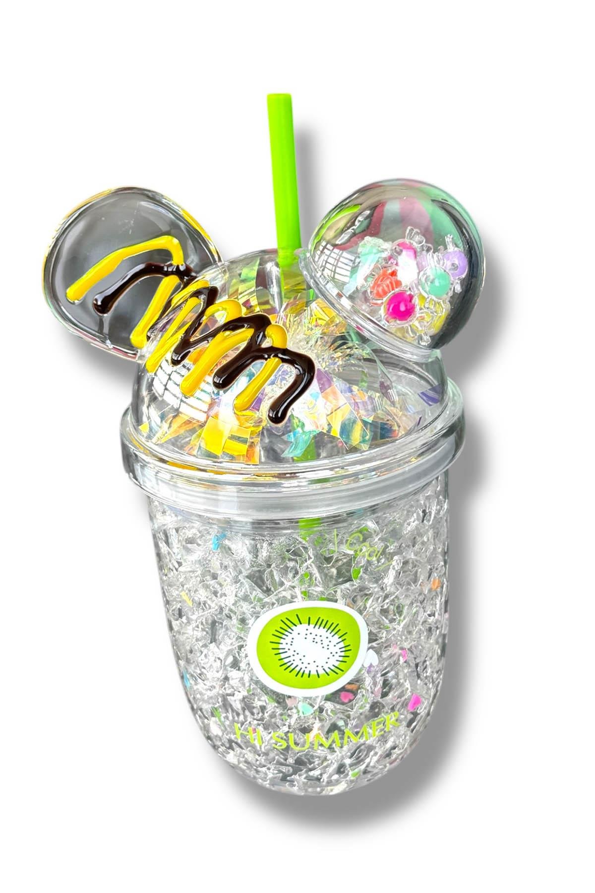 Şeffaf Renk Ayıcık Figürlü Pipetli Suluk