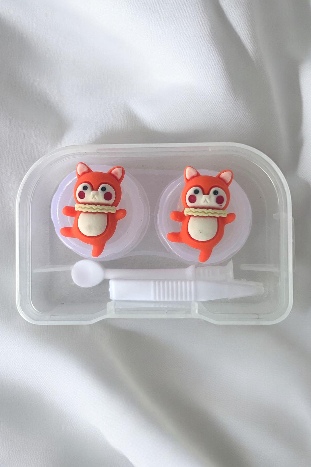 Şeffaf Renk Köpek Figürlü Lens Saklama Kutusu