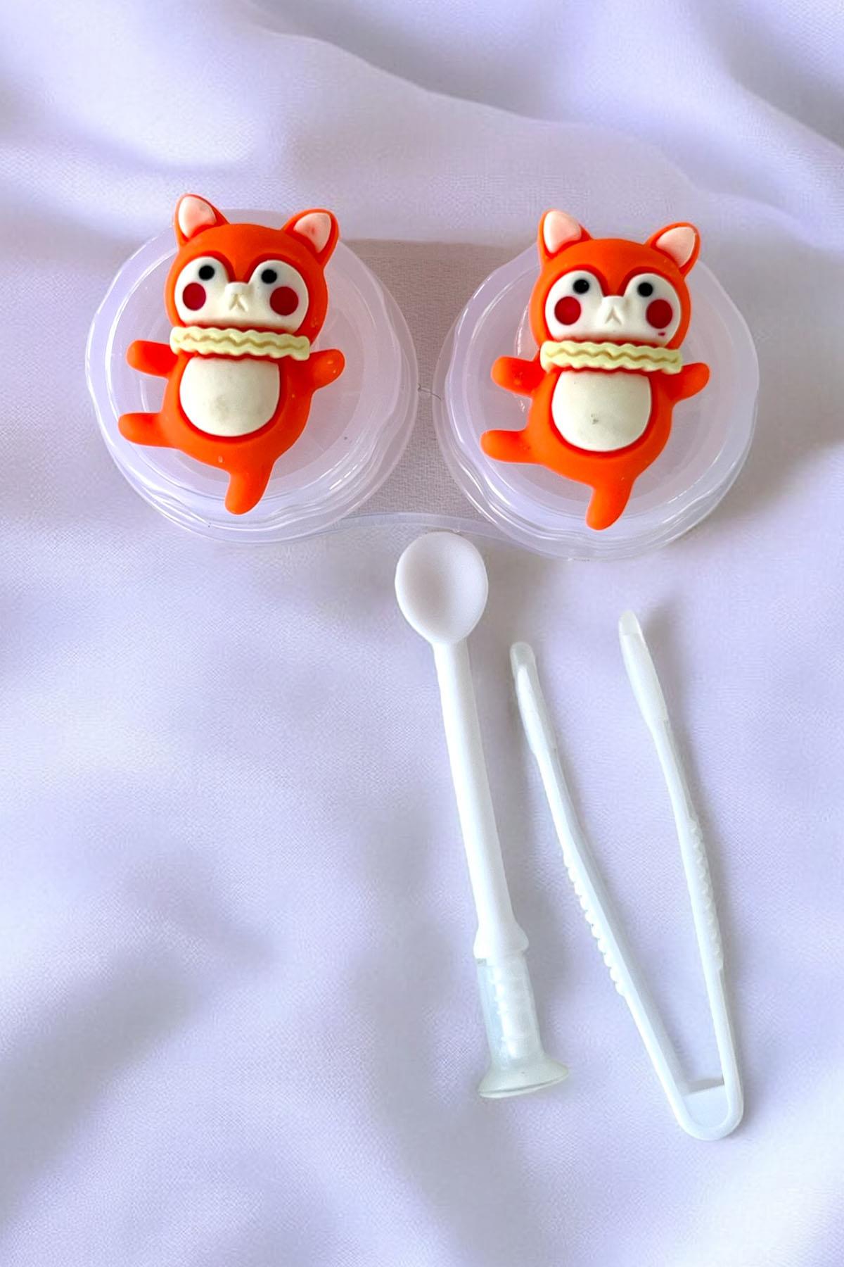 Şeffaf Renk Köpek Figürlü Lens Saklama Kutusu