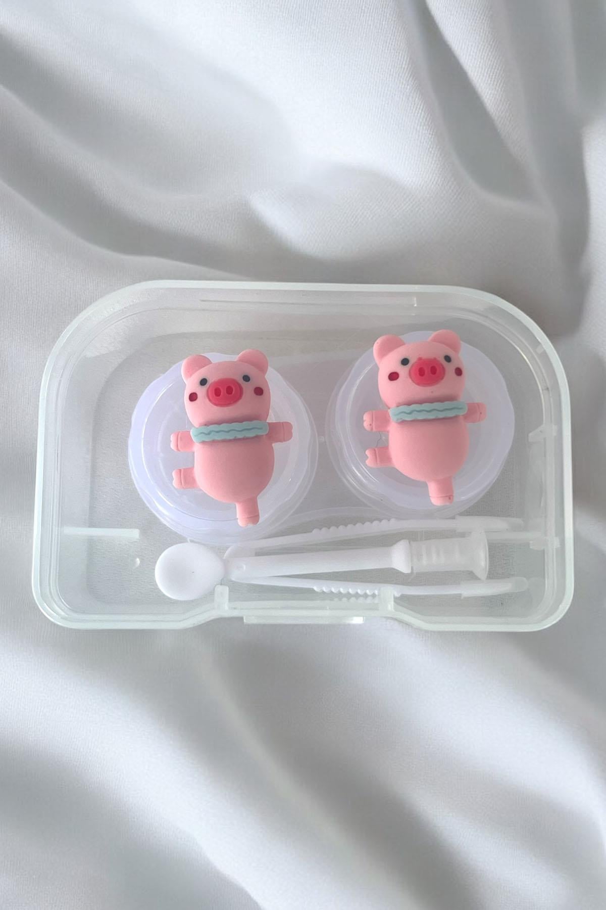 Şeffaf Renk Köpek Figürlü Lens Saklama Kutusu