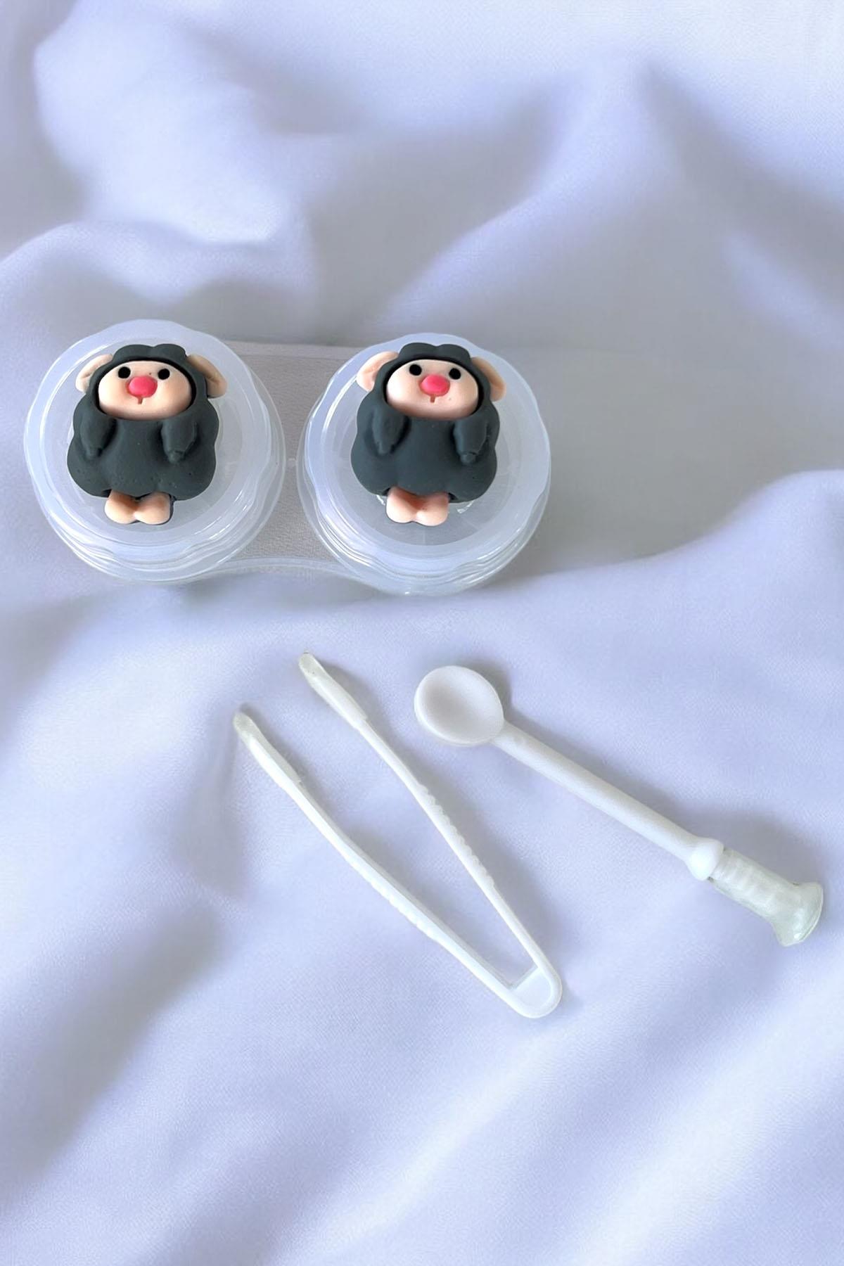 Şeffaf Renk Koyun Figürlü Lens Saklama Kutusu