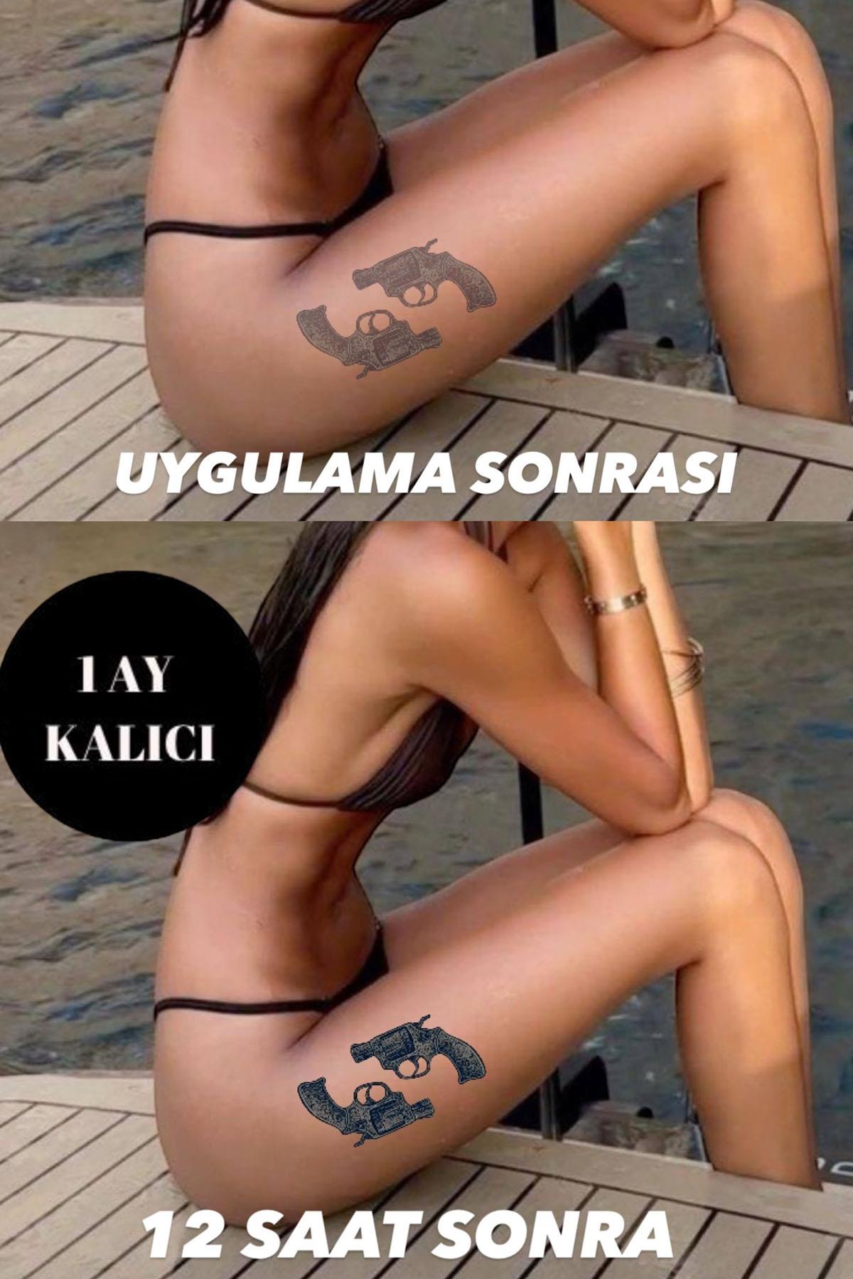 Silah Figürlü 12 Saat Sonra Kararan Geçici Orta Dövme Tattoo