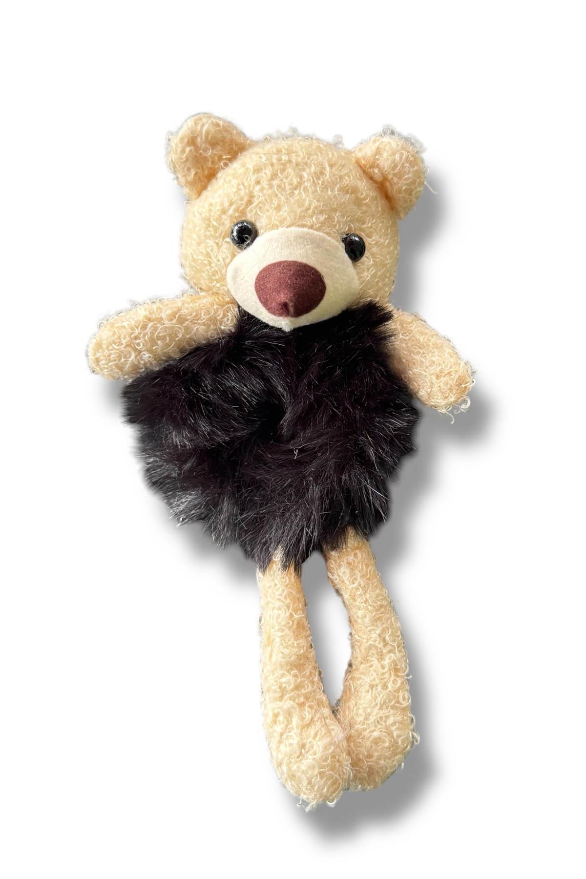 Siyah Renk Ayıcık Figürlü Peluş Simit Toka