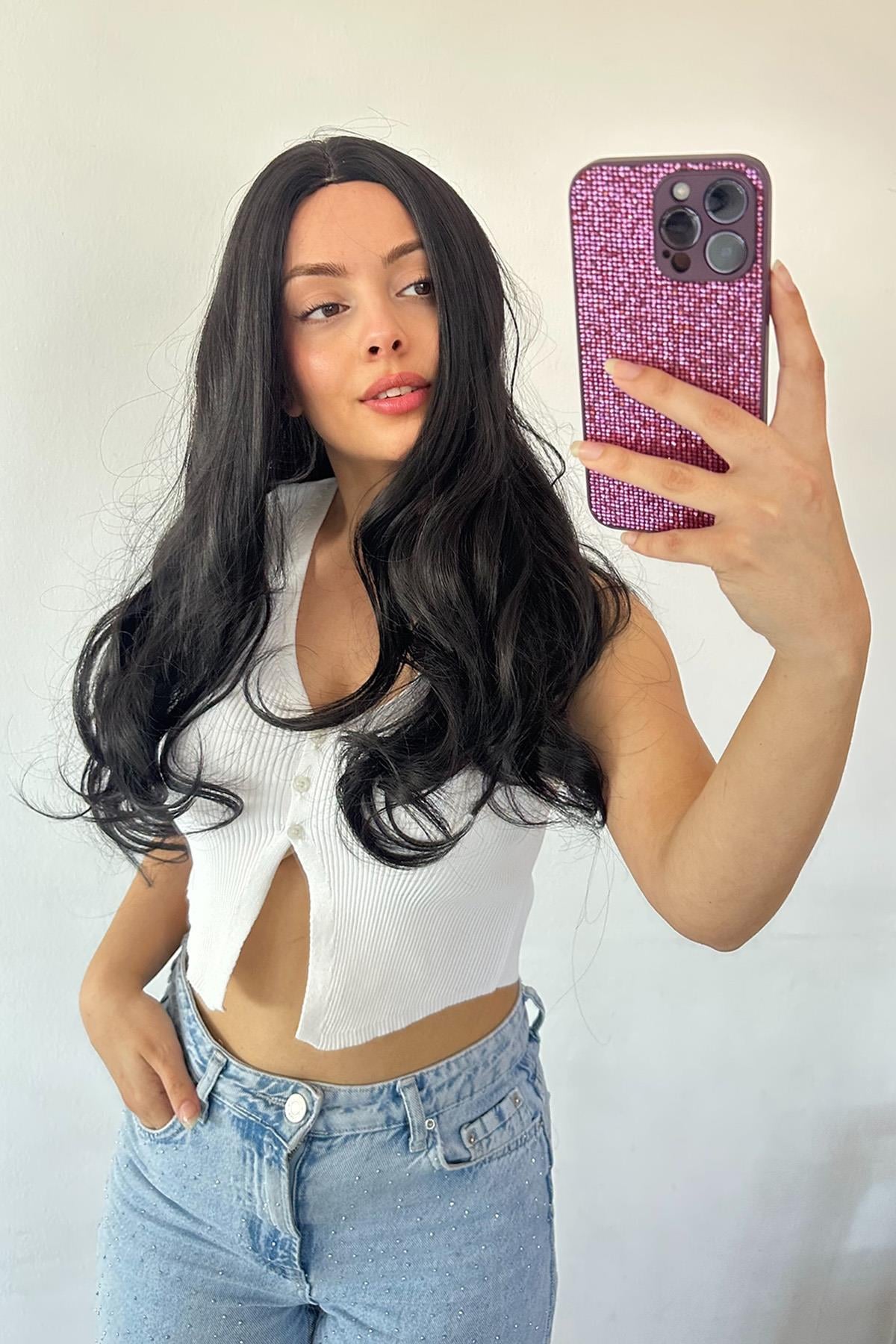 Siyah Renk Dalgalı Peruk