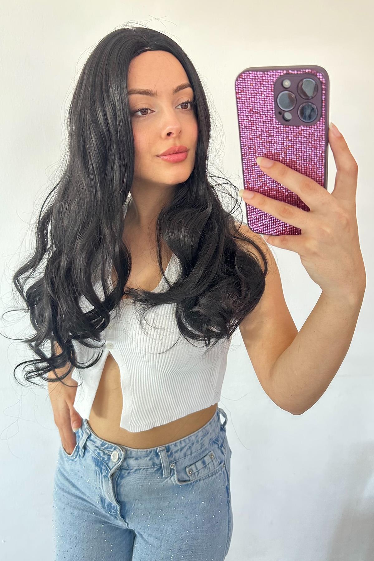 Siyah Renk Dalgalı Peruk