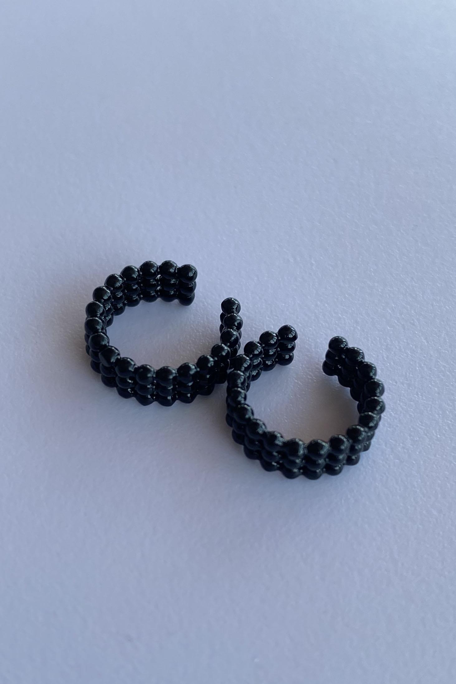 Siyah Renk Halka Ear Cuff (Çift)