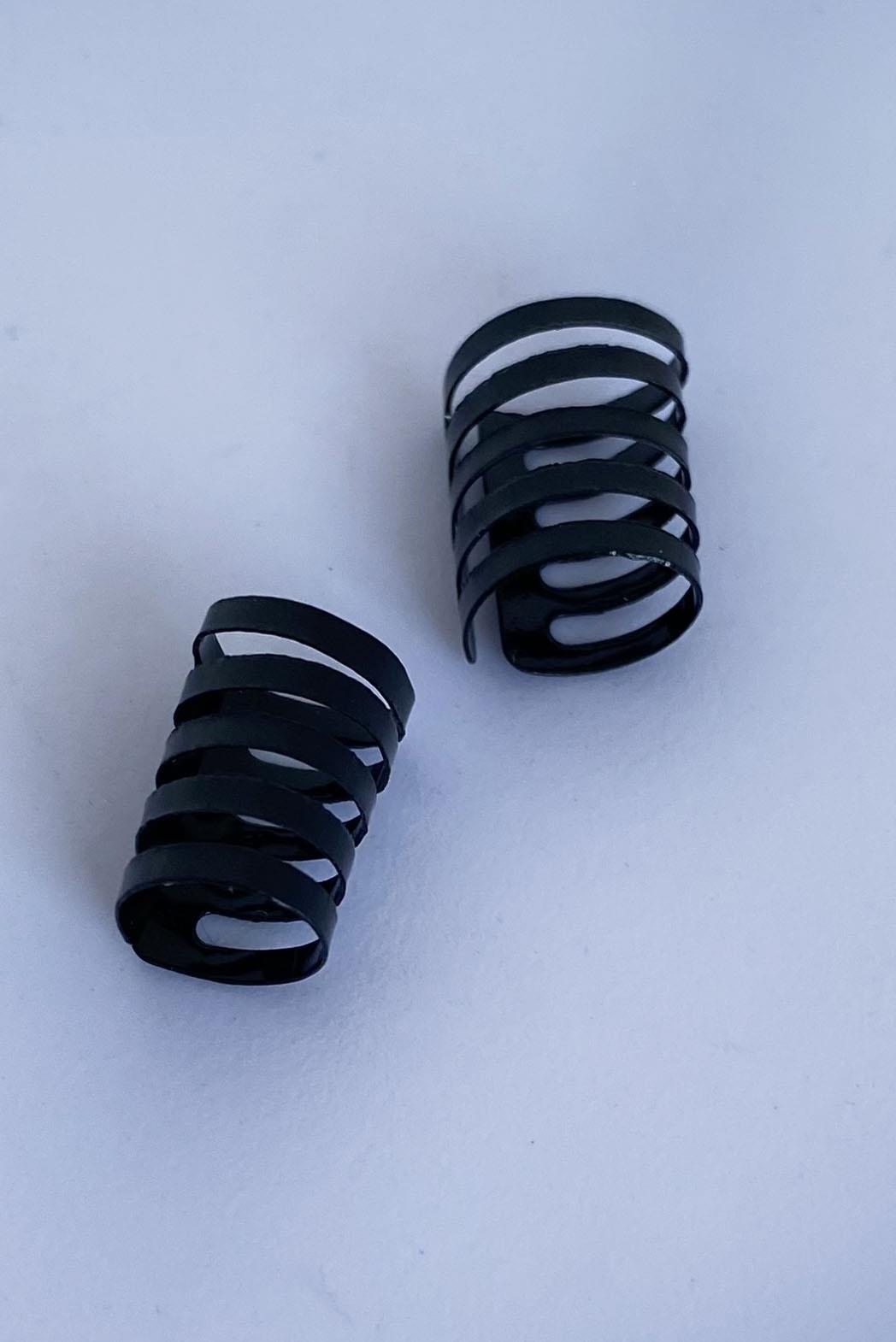 Siyah Renk Sıkıştırmalı Ear Cuff Unisex Halka Küpe (Çift)