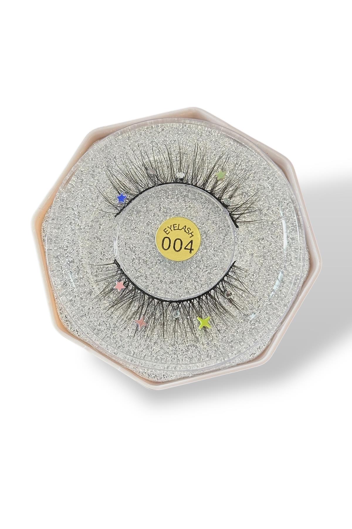 Siyah Renk Taş Detaylı Takma Kirpik 004