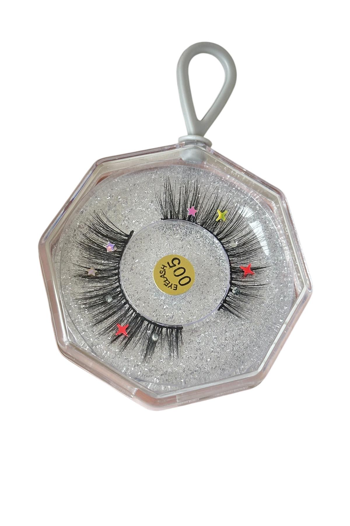 Siyah Renk Taş Detaylı Takma Kirpik 005