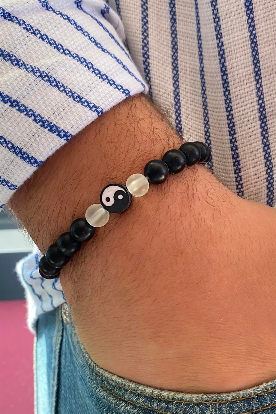 Siyah Renk Yin&Yang Figürlü Erkek Bileklik