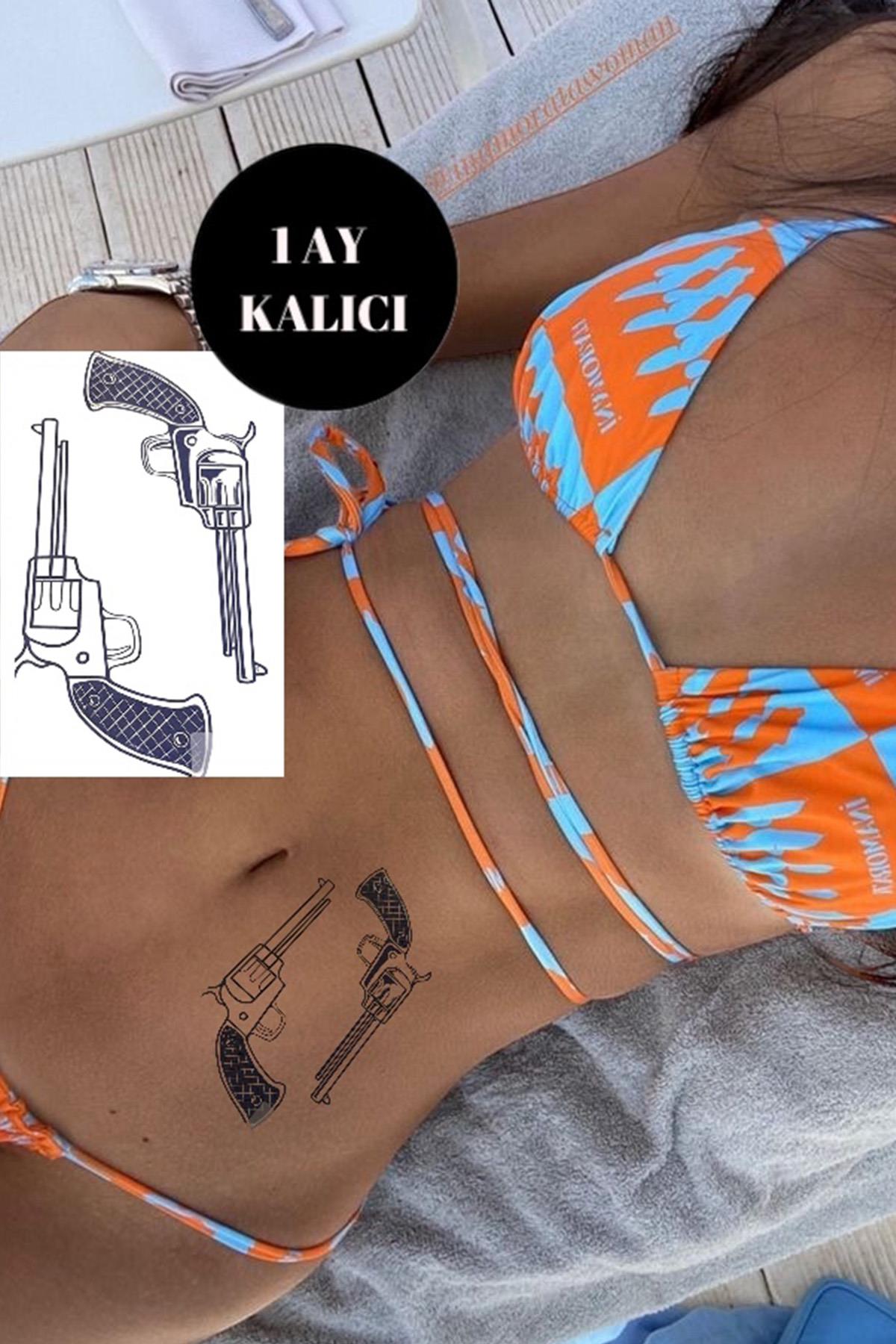 Tabanca Figürlü 12 Saat Sonra Kararan Geçici Dövme Tattoo