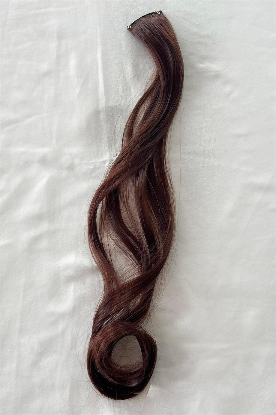 Yan Çıt Çıt Postiş / Kahverengi Renk / 50 Cm