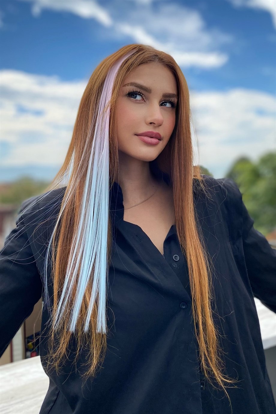 Yan Çıt Çıt Postiş / Ombre iki Renkli / 50 Cm