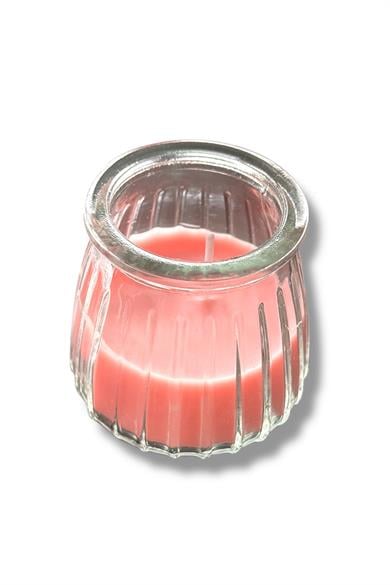 Pembe Renk Bardakta Gül Kokulu Dekoratif Mum