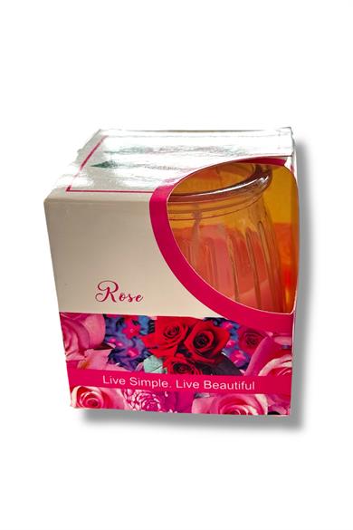 Pembe Renk Bardakta Gül Kokulu Dekoratif Mum