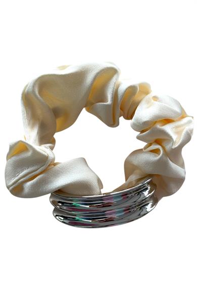  Krem Ve Gümüş Renk Metal Detaylı Simit Toka