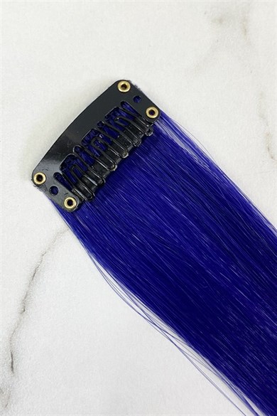  Yan Çıt Çıt Postiş / Lacivert Renk / 50 Cm