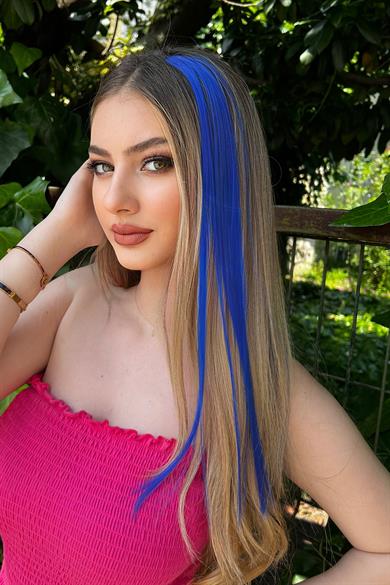  Yan Çıt Çıt Postiş / Lacivert Renk / 50 Cm