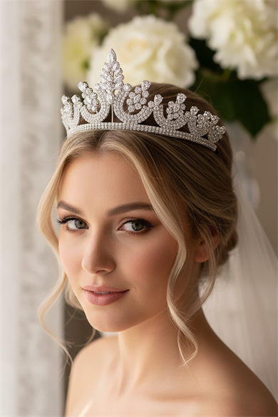 Zirkon Taşlı Gelin/Kına/Nişan/Söz Tasarım Taç