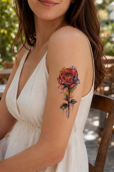 Karışık Renk Gül Mini Geçici Dövme Tattoo