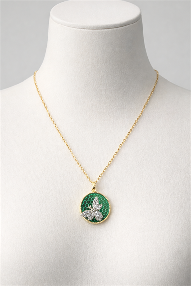 Altın Renk Arı Figürlü Çelik Kolye