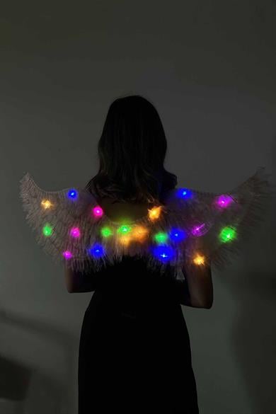 Pembe Renk Led Yanıp Sönen Işıklı Melek Kanat