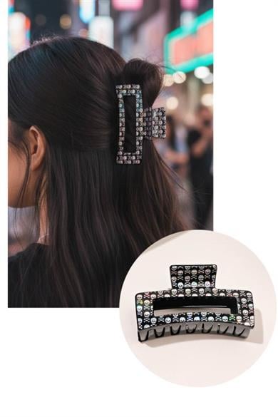 Siyah Renk Kurukafa Figürlü Mandal Toka