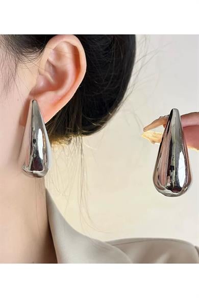 Gümüş Renk Çelik Küpe (Çift)