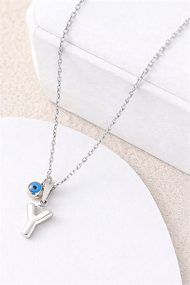 Gümüş Renk Y Harf Çelik Kolye