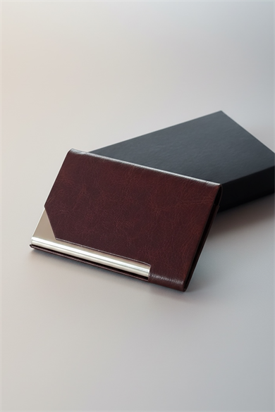 Bordo Renk Metal Cüzdan/Kartlık