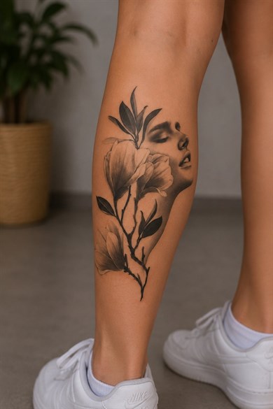 Çiçekli Kız Geçici Dövme Tattoo