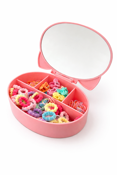 Pembe Renk Kulak Detaylı Kutulu Çocuk Tokası Set