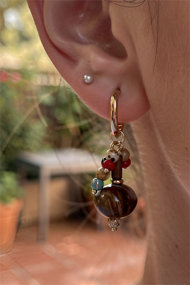 Karışık Renk Sallantılı Küpe (Çift)