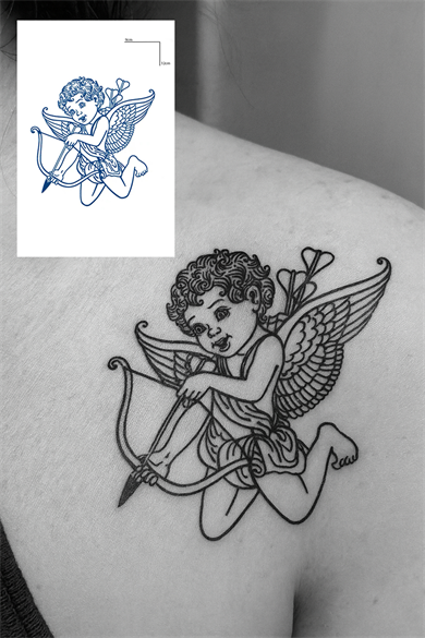 Melek Figürlü 12 Saat Sonra Kararan Geçici Dövme Tattoo