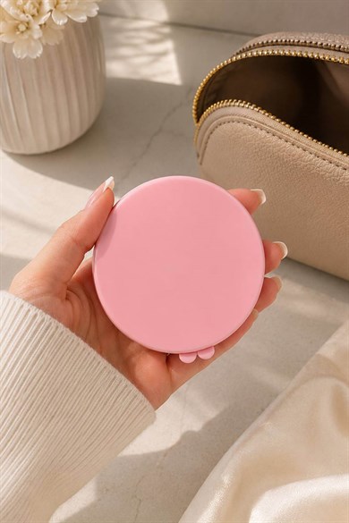 Pembe Renk Işıklı Makyaj Aynası/ Cep Ayna