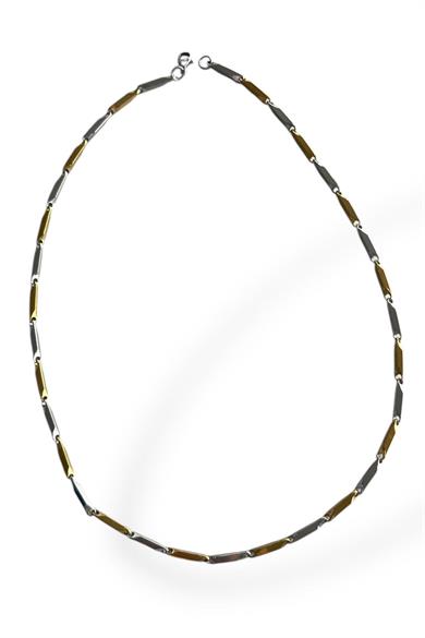 Altın Ve Gümüş Renk Erkek Zincir Çelik Kolye (55cm)